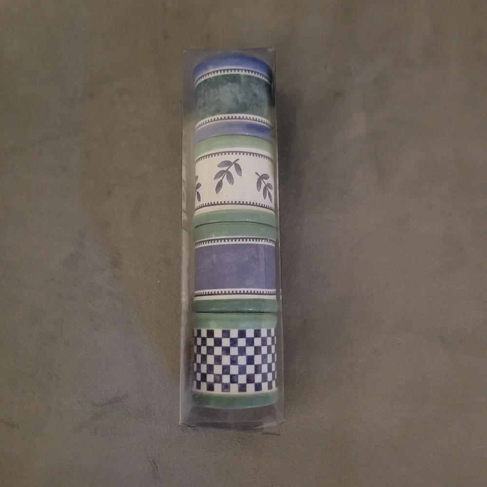 Villeroy & Boch Switch 3 Napkin Rings Set of 4 Dolomite Blue Green White